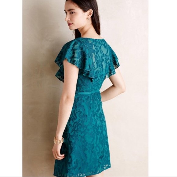 *Moulinette Soeurs Fluttered Scrollwork Teal Dress - Picture 1 of 7